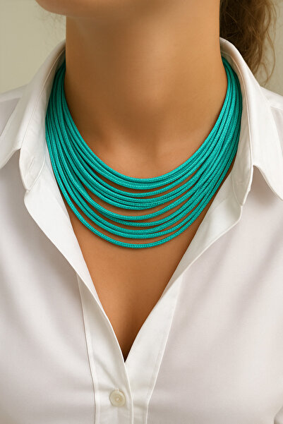 Kutcha Accessories Nil Yeşili Çoklu Katlı Kadın Kolye – El Yapımı Yazlık Bohe...