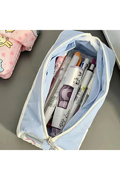 TATA CRAFT POFUDUK MAVİ KALEMLİK BÜYÜK KAPASİTELİ MİNİMALİST KIRTASİYE KOZMETİK DÜZENLEYİCİ