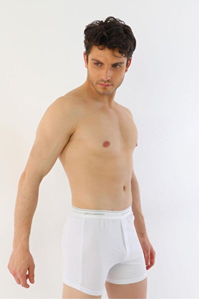 Çift Kaplan 880 Erkek Elestanlı Beyaz Boxer 2'li