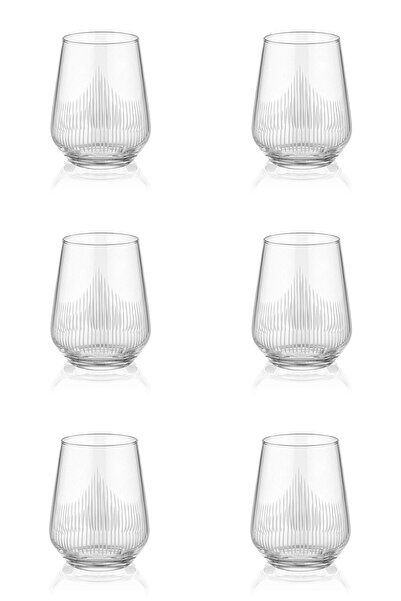 Paşabahçe Hisar Dekor 6-Piece Large Water and Soft Drink Glasses 425 Cc - Stylish Glass Presentation Set
