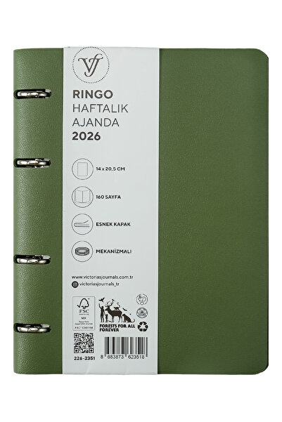 Victoria's Journals RinGo 2026 Haftalık Ajanda A5 (14x21cm) Esnek Kapak Ivory 80gr. İçi Değişebilir