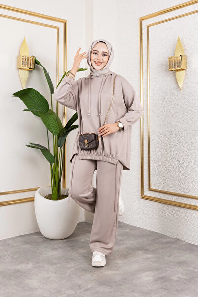 Moda MSK Σετ δύο τεμαχίων Modal Fabric Beige Oversize