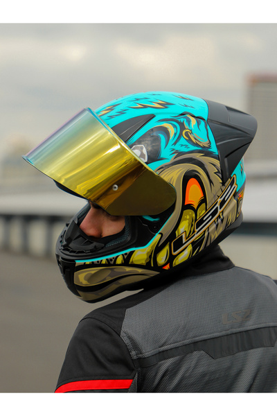 LS2 RAPID 2 NEO MAVİ-MOR KASK - GOLD VİZÖR - SPOİLER