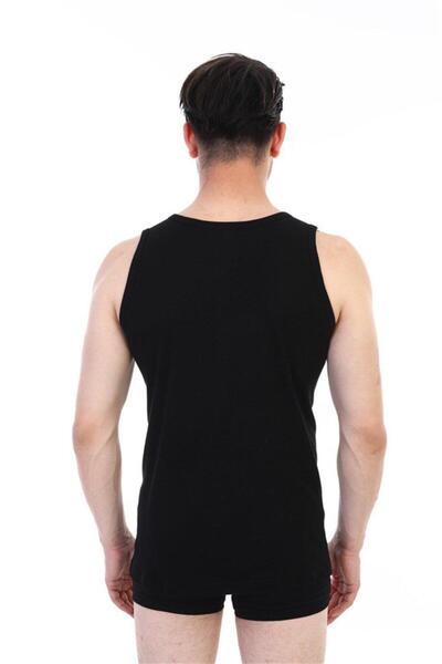 Çift Kaplan Rib Woven Men's Black Undershirt 775