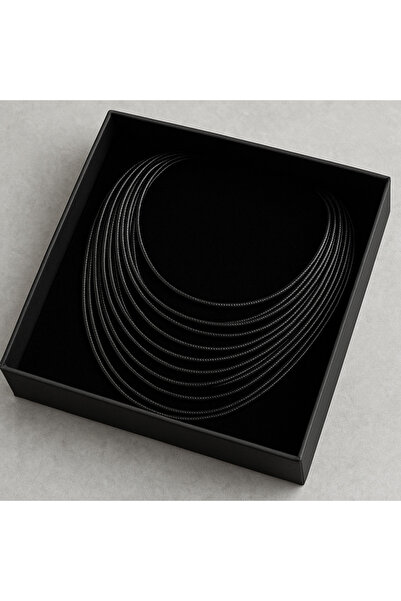 Kutcha Accessories Siyah Çoklu Deri Görünümlü Dekolte Kolye