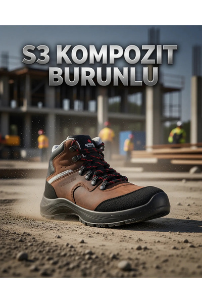PayBuy Alaska S3 Kompozit Burunlu Kahverengi Suya Dayanıklı Kaymaz Taban Kışlık İş Ayakkabısı