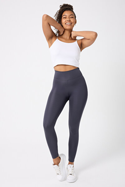 Myluvi Women's High Waist Gathering Effect Sports and Daily Leggings Smoked