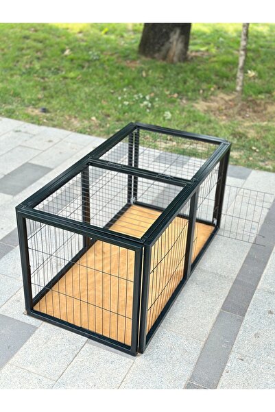 ORBO Metal kedi köpek çit 120 mmX60 mm yükseklik:60 cm üstü kapalı, kapılı üzeri açılabilir siyah renk