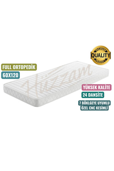 HÜZZAM 60x120x15 cm Sünger Bebek Yatağı, Yaysız, Yeni Doğan ve Çocuk Beşiği İçin