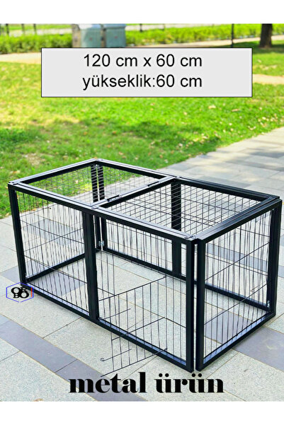 BROOHOME Metalprofilli kedi köpek çit 120 mmX60 mm yükseklik:60 cm üstü kapalı, kapılı üzeri açılabilir