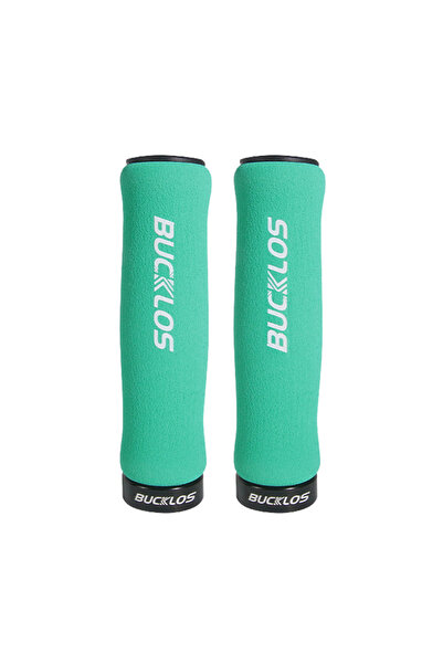 BUCKLOS غطاء مقود دراجة إسفنجي من SPONGE-BIANCHI GREEN BUCKLOS MTB مزود بقفل ...
