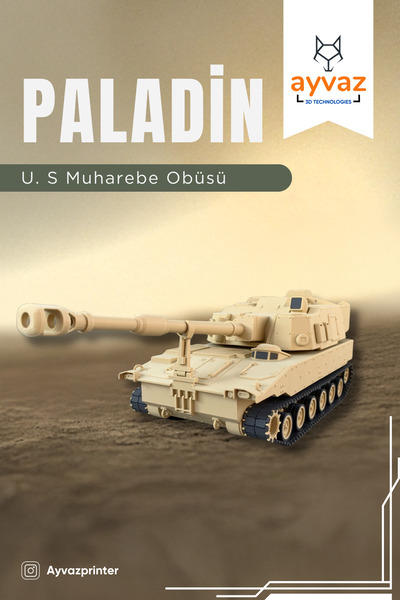 ayvazprinter M109 A7 PALADİN 1/35 Ölçek, 11,1x26x9,4 cm Boyutlu, Hareketli Pa...