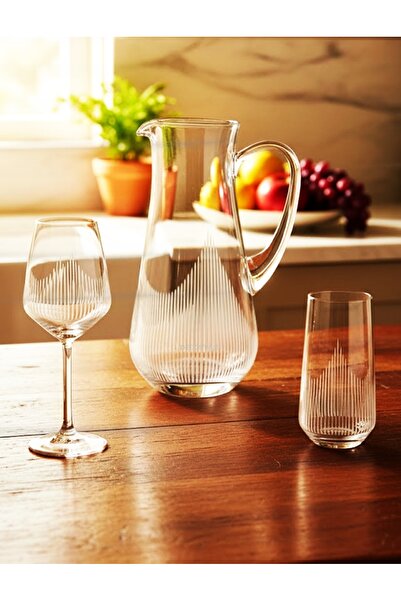 DECOSTYLE Paşabahçe Hisar 13 Parça 6 Kişilik Sürahili Kadeh Seti - Çeyizlik Cam Su Takımı