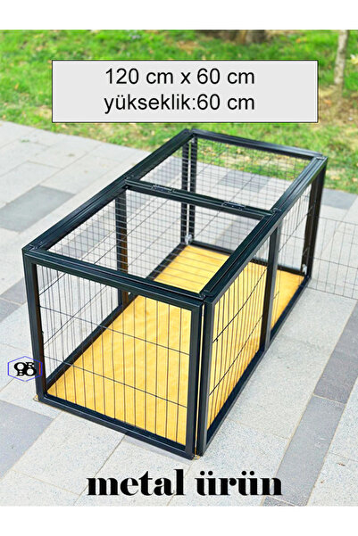 BROOHOME Metalprofilli kedi köpek çit 120 mmX60 mm yükseklik:60 cm üstü kapalı, kapılı üzeri açılabilir