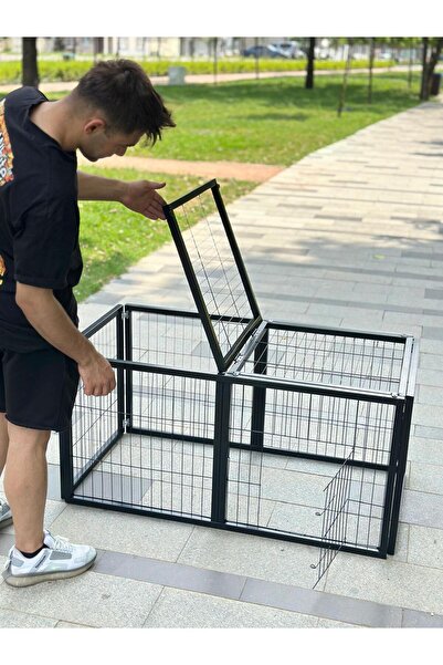 BROOHOME Metalprofilli kedi köpek çit 120 mmX60 mm yükseklik:60 cm üstü kapalı, kapılı üzeri açılabilir