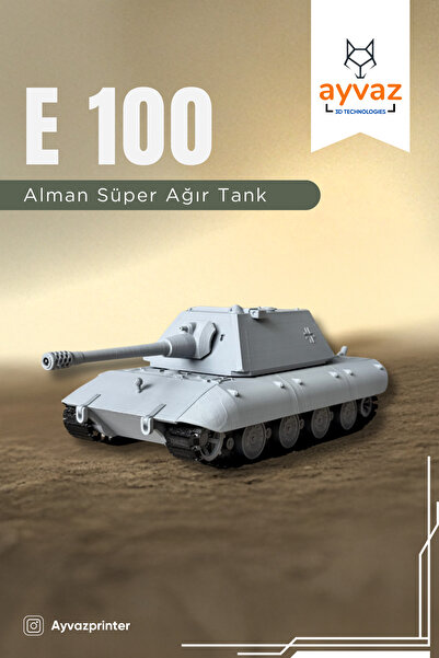 ayvazprinter E100 1/35 Ölçek, 12,8x29,3x9,5 cm Boyutlu, Hareketli Palet Sistemi Olan Tank Maketi