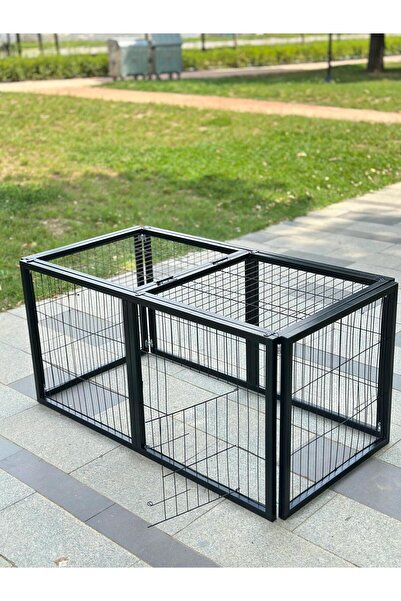 BROOHOME Metalprofilli kedi köpek çit 120 mmX60 mm yükseklik:60 cm üstü kapalı, kapılı üzeri açılabilir