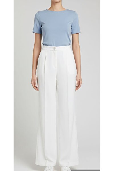 Dagü Design بنطلون نسائي صيفي من الكريب بلون إكرو