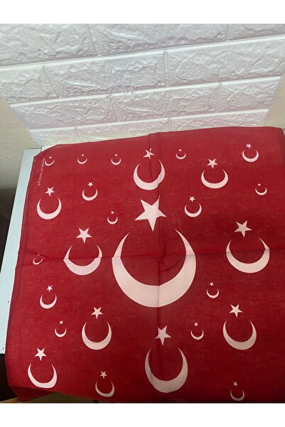 sema aksesuar 10 Pieces Red Crescent Star Turkish Flag Themed Cotton Fabric Scarf - Bandana - April 23, 19 May