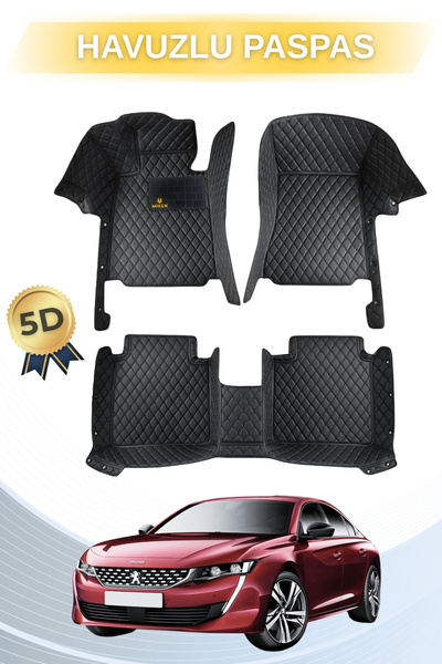 Miren Suni Deri Oto Paspas 5D Havuzlu - Araca özel Su Geçirmez - PEUGEOT 508 ...
