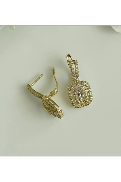 XUPING JEWELRY 14K RENK PIRLANTA MODEL BAGET TAŞLI KÜPE