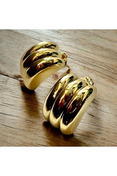 Solène Bijou Culpa Altın Kaplama Tasarım Çelik Küpe