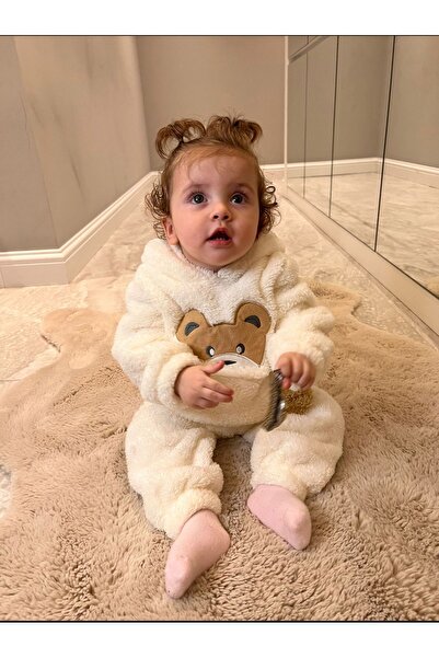 BT Baby Winter Teddy Bear Patterned Welsoft Luxury Baby Set with Plush Pocket Hood