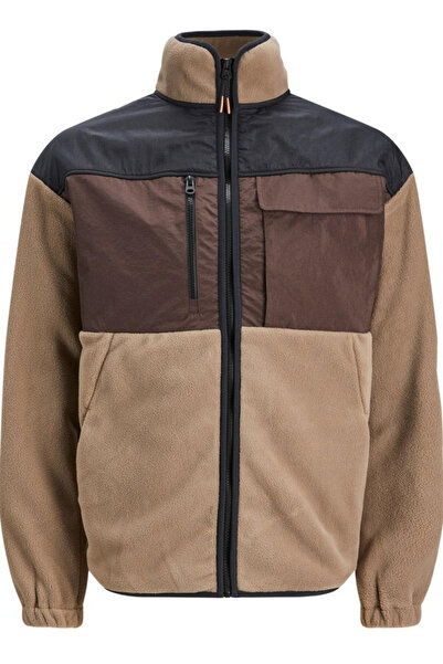 Jack & Jones Jack&jones 12247261 Jcolandscape Polar Sweat Zıp Polar Hırka Kahverengi