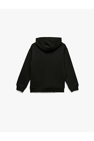 Koton Ανδρικό παιδικό φούτερ Oversize Hooded Black 6Wkb10112Tk