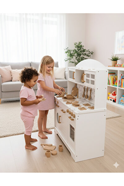 Özka Hobi Ahşap özka boyalı mermer efekli mutfak seti(14 parça servis seti ve...