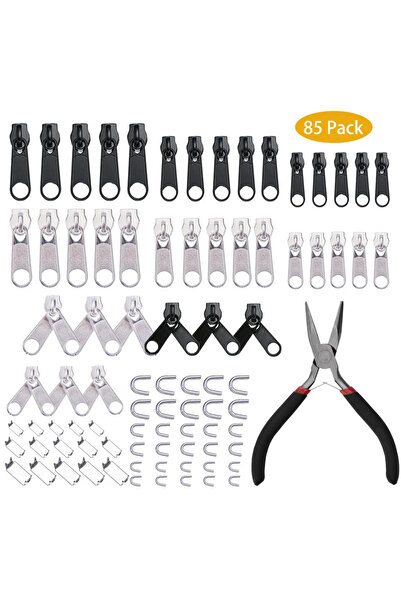 Choice 85pcs 85Pcs/set Zipper Repair Kit Easy Fix Zipper Slider Head Puller Closure Universal Replacement B