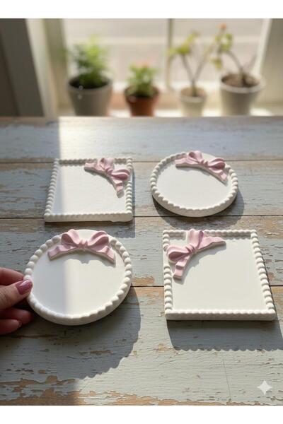 ALMİSH Pembe Fiyonklu Çok Amaçlı Takı Tepsisi Kurdele Tabak , Takı Tabağı , B...