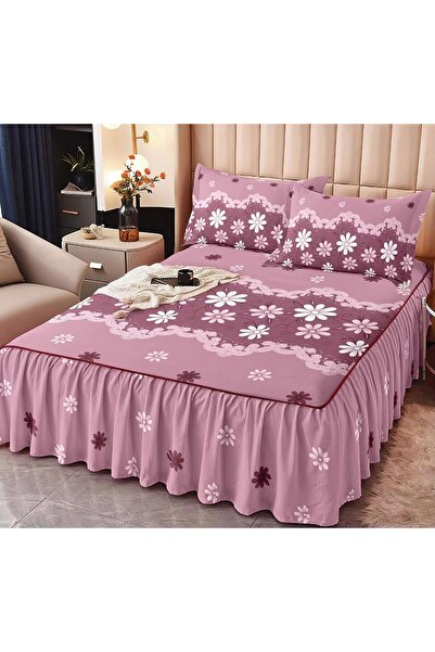 Happy Home Cearceaf de pat cu volane Finet , 160x200cm + 2 fete de perna 50x70cm