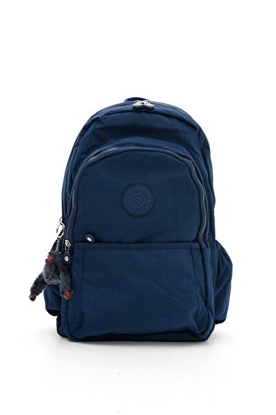 Sanmorris Unisex Water Resistant Crinkle Fabric Multi-Pocket Large Size Blue Color School and Backpack