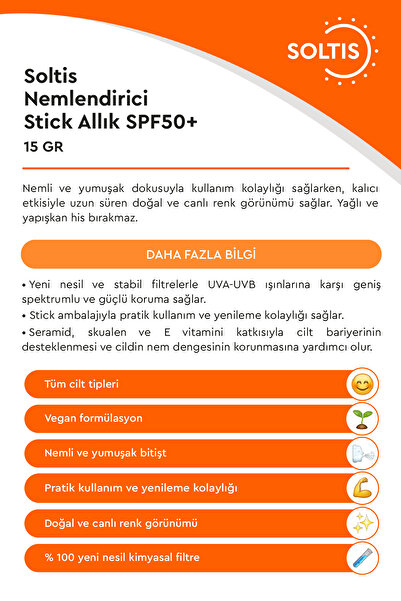 Soltis Nemlendirici Stick Allık Spf50 01, 15 gr