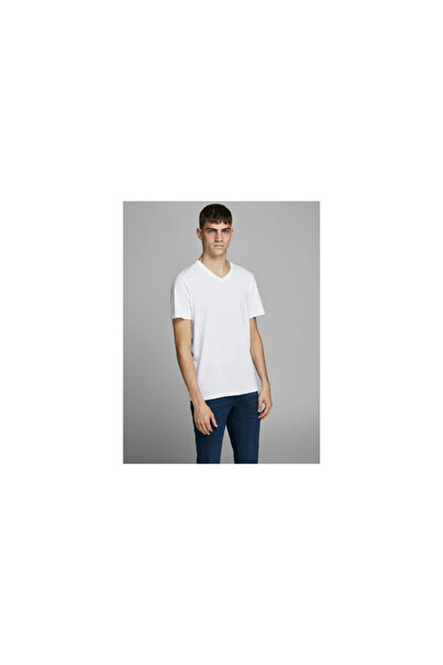Jack & Jones Ανδρικό μπλουζάκι Jack&Jones 12136713 White/Slim Fit Λευκό