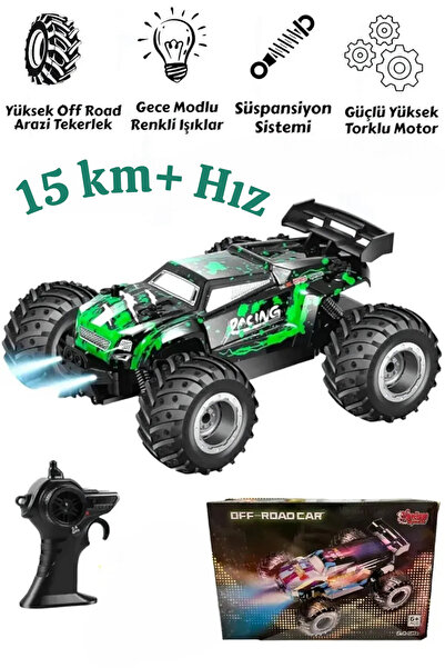 Pshoplay Şarjlı 2.4g Rc Off-road Araba | 1:18 Ölçek, Yüksek Hız, Dayanıklı Gövde, Full Fonksiyon Yeşil
