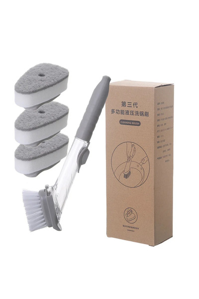 Choice فرشاة تنظيف المطبخ 04، فرشاة تنظيف بمقبض طويل 2 في 1 مع موزع إسفنجة قابل للإزالة