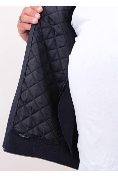 MocGrande Large Size Zippered Cardigan Diamond 23281 NAVY BLUE