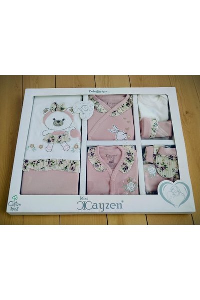 MİLAYS LİFE HOME COLLECTİON Baby Girl 0-3 Months Flowered Rabbit Set of 10 100% Organic Cotton