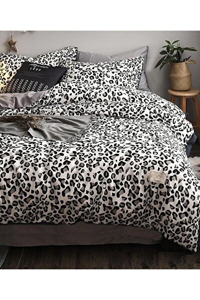 rabiatekstil Slyah White Leopard Oversized Elastic Sheet Set