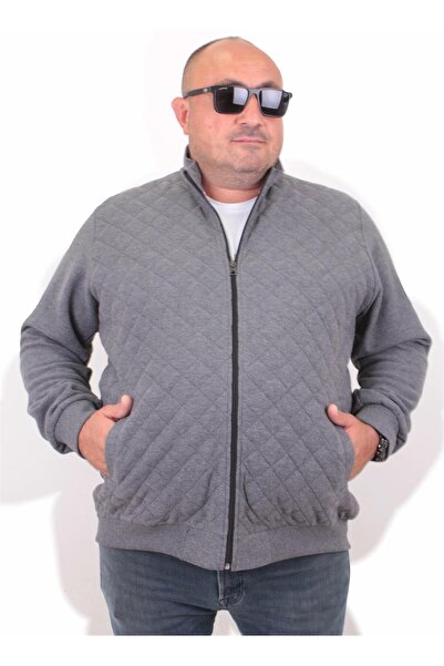 MocGrande Ζακέτα με φερμουάρ μεγάλου μεγέθους Diamond 23281 ANTHRACITE MELANGE