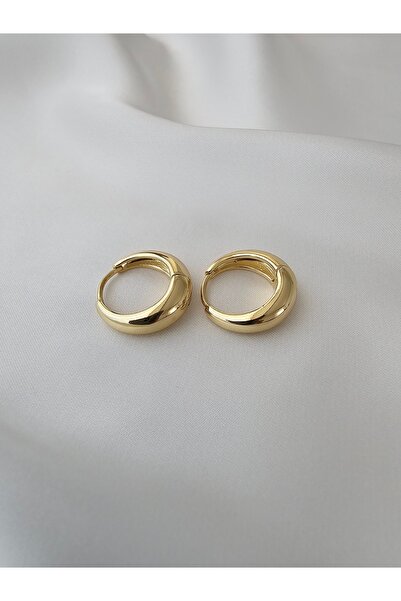 Zivazer Store Kadın çelik kararmaz xuping 14k gold renginde kalın halka küpe