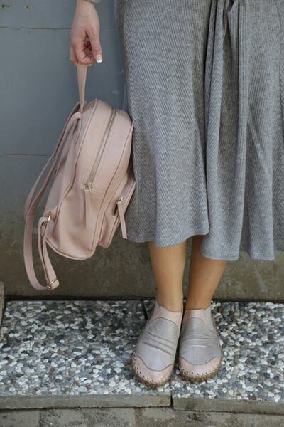 İNZE AYAKKABI Powder Gray Genuine Leather Casual - Model Name Sophia