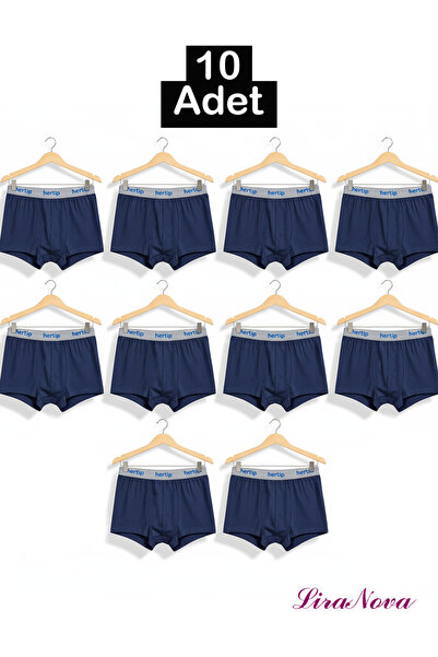Lacivert Renk Soft Likralı Boxer 10'lu