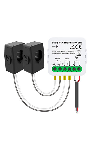 Choice1 عداد طاقة ذكي QS-HGQ-2Gang يعمل بالواي فاي ومستشعر تيار وإحصائي للإضا...