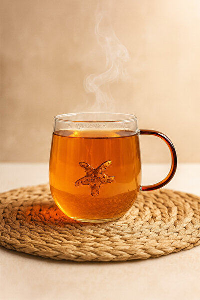 PERLAEVKAHVE Figured Transparent Glass Mug – Coffee, Tea, Herbal Tea Cup 350 ml