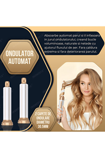 INOMEVIX Set De Coafare Perie Electrică 7 în 1, 1400w, 3 Viteze, 3 Viteze, Ioni, Uscator, Ondulator, Perie