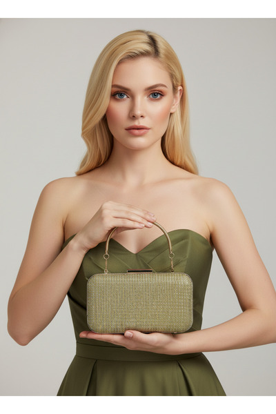 Biçanta حقيبة سهرة نسائية ذهبية اللون من السلك اللامع لحفلات الزفاف والخطوبة ...