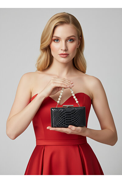 Biçanta حقيبة فستان سهرة نسائية أنيقة وفاخرة منقوشة باللون الأسود من أنكادونا...